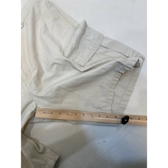 Chaps Mens Cargo Pockets Cotton Shorts 38x10 Light Tan Beige Flat Front Button - Picture 8 of 10